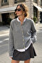 Women's Gray Soft Textured Buttoned Knitwear Cardigan