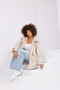 Women's Oversize Short Trench Coat Stand Collar Buttoned Pocket Trench Coat - 8