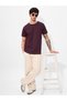Men Burgundy Round Neck Cotton T-Shirt - 4