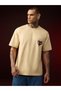 Beige Deadpool Print Short Sleeves Oversized T-Shirt - 4