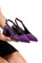 Purple Skin, Pointed Toe, Open Back, 5 cm Covered Heel, New Season - 4