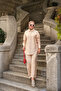 Women's Silver Button Detail Shirt Collar Linen Suit Cream - 4