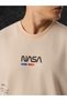 Beige NASA Saturn V Graphic Print Oversized T-Shirt - 2