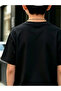Kids Black Cotton Graphic T-Shirt with Short Sleeves - 5