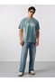 Men Teal Graphic Oversized T-Shirt - 4