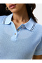 Blue Knitted Relaxed Fit Short Sleeve Polo T-Shirt - 3