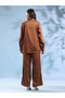 Rust Satin Embroidered Pockets Jacket and Trousers Co-ord Set - 2