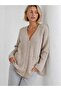 Women's V-Neck Wool Blend Double Pocket Comfortable Fit Gold Button Knitwear Cardigan 8755 - 2