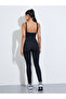 Black Solid Zip-Up Low Back Strappy Active Unitard - 6