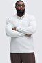 Men's Zippered Striped White Oversized Sweatshirt - 4