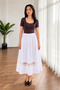 Lace Ribbon Detailed Pleated A-Line White Midi Skirt - 2