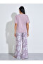 Lilac Floral Print T-Shirt and Wide Leg Pants Pyjama Set - 5