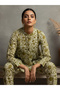 Olive Green Printed Mandarin Collar Co-ord Set - 4