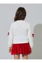 Girls White Bow Details Sweatshirt and Red Ruffled Skirt Set - 5