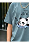 Kids Happy Weekend Panda Print Round Neck T-Shirt - 5