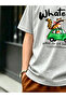 Boys Grey Cotton Graphic T-Shirt with Raccoon and Fox Car Print - 4