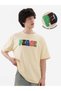 Men Cream Oversized Graphic T-Shirt with Peace Embroidery - 2