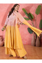 Multi-Ombre Embroidered Flared Kurta and Pants Set with Dupatta - 5