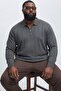 Men's Zippered Striped Smoked Oversized Sweatshirt - 3