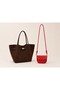 Brown Suede/Red Shk351 Suede Large Shoulder Bag and Mini Crossbody Bag Set of 2 - 2