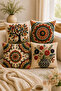 3D Digital Printing Maximalist Bohemian Patterned Set of 4 Throw Pillow Covers