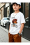Boys White Cotton Short Sleeve Graphic T-Shirt - 6