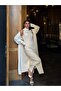 Women's Ecru Turtleneck Ribbed Dress Cardigan Set - 5