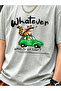 Boys Grey Cotton Graphic T-Shirt with Raccoon and Fox Car Print - 3