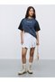 Navy Blue Embroidered Round Neck Cotton T-Shirt - 3