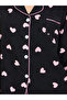 Black Heart Print Long Sleeve Shirt and Pajama Set - 4