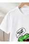 Kids White Cotton Round Neck T-Shirt with Croc Print - 8