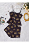 Black Graphic Crown Cami and Shorts Pajama Set - 6