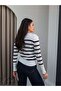 Crew Neck Striped Knit Sweater - 5