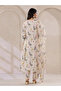Off-White Floral Print Embroidered Flared Kurta and Pant Set - 2