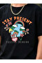 Kids Black Cotton Graphic T-Shirt with Short Sleeves - 3