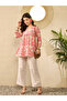 Pink Floral Printed V-Neck Peplum Tunic Top - 5