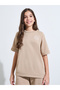 Teen Girls Beige Raglan Sleeves Oversized T-Shirt and Shorts Set - 2