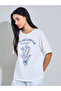 White Floral Print T-Shirt and Wide Leg Pants Pyjama Set - 3