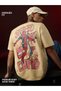 Beige Deadpool Print Short Sleeves Oversized T-Shirt