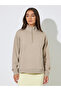 Beige Solid Regular Fit Half Zip Sweatshirt - 4