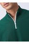 Men Green Colorblock Long Sleeve High-Neck Polo T-Shirt - 4