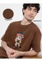 Men Brown Tasmanian Devil Graphic Round Neck T-Shirt - 2