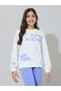 Teen Girls Off White Graphic Print Sweatshirt and Blue Straight Leg Pants Set - 2