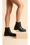 Low Heel Zippered Short Women's Boots with Gold Buckle Detail on the Side - 4