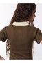 Coffee Brown Ribbed Knit Polo T-Shirt - 4
