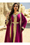 Lace Embellished Dress and Abaya Set with Gold Embroidery - 3