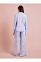 Blue All Overs Floral Print Shirt and Wide Leg Pants Pyjama Set - 5