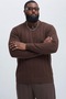 Men's Zippered Striped Dark Brown Oversized Sweatshirt - 4