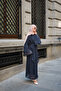Women's Self-Patterned Ruffle Dress Navy Blue - 4
