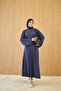 Women's Striped Long Sleeve Dress Navy Blue - 4